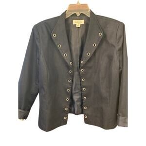 Isabella Navy Grommet Blazer Sz 14 Lined Cotton/Poly